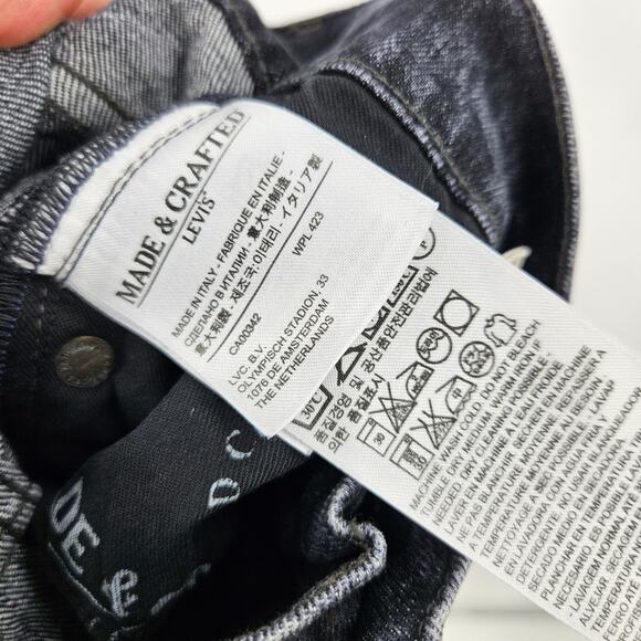 Levi's Made and Crafted Mens Jeans Black Washed Distressed Needle Narrow Size 28 - Picture 5 of 8